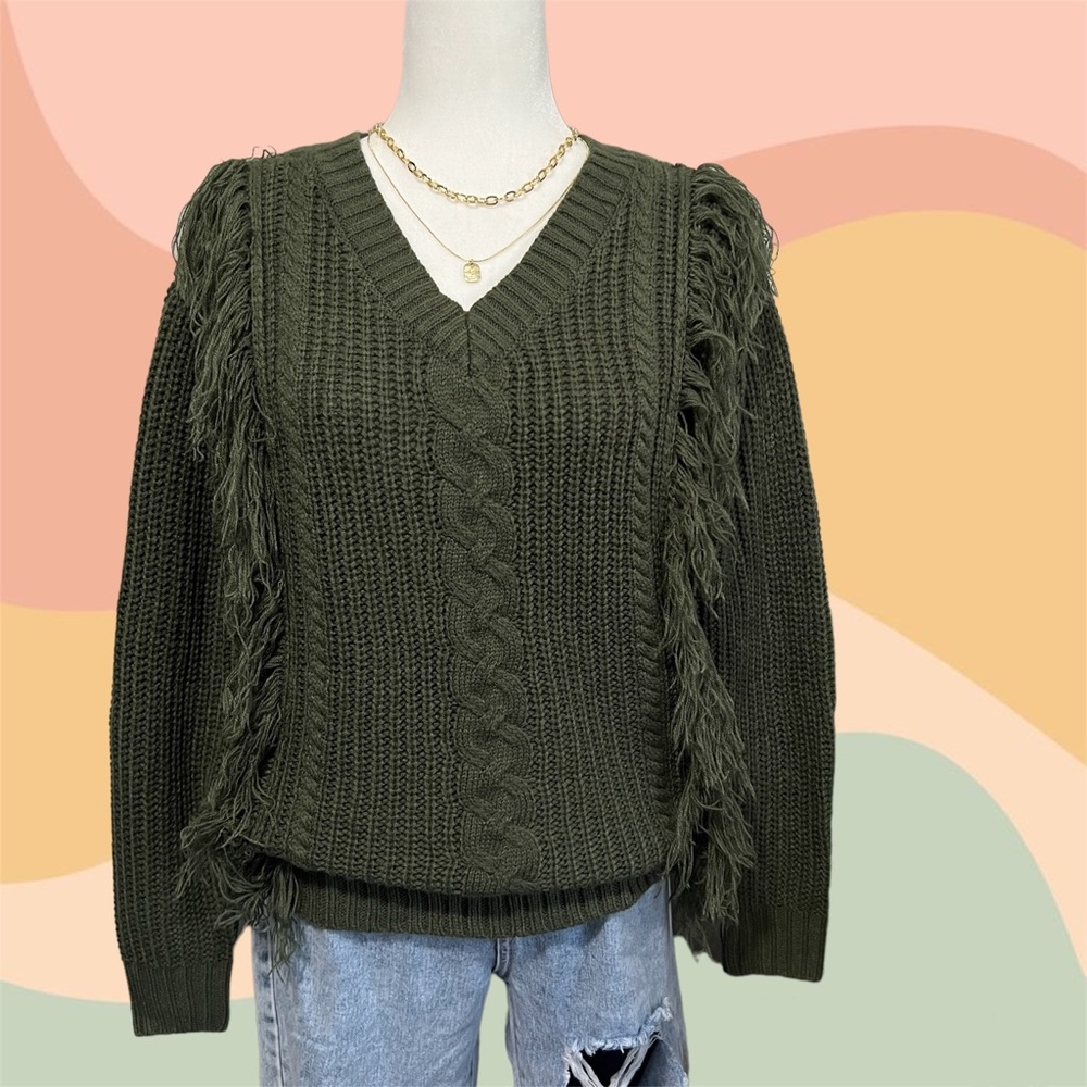 Seaweed Green Cable Knit Sweater